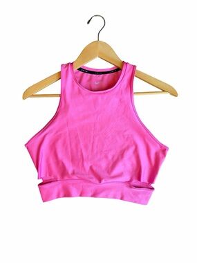 Nike Cropped Training Tank Top Side Cutout Bright Pink Medium Performance Active